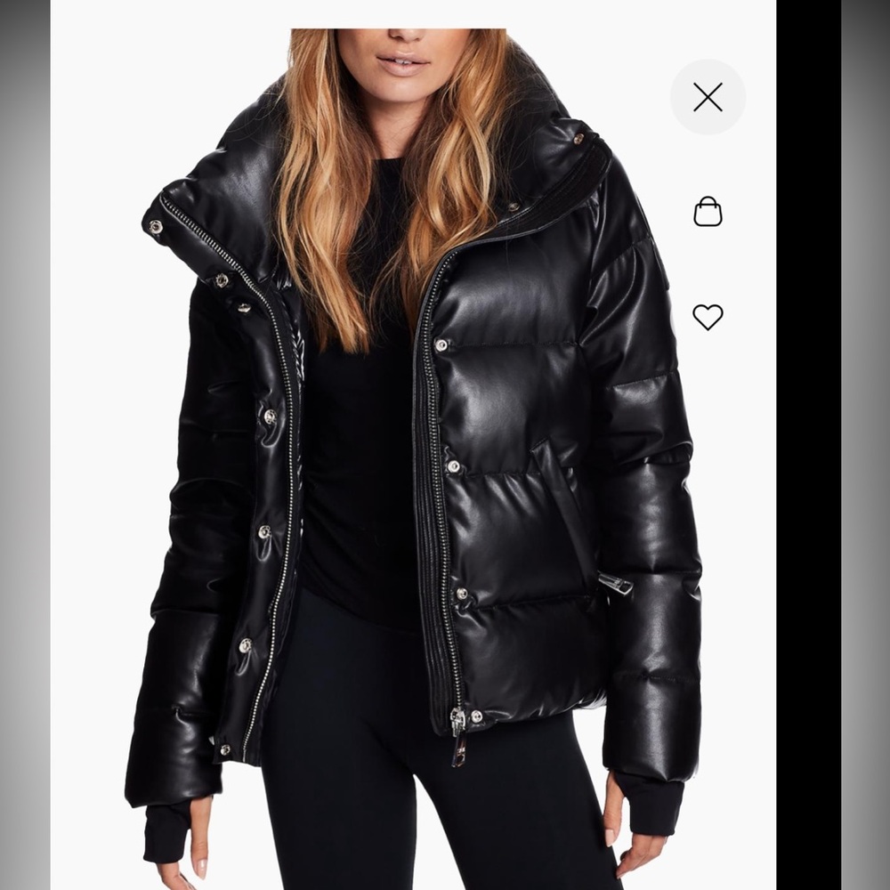 SAM. Women's Vegan Leather Black Puffer Jacket